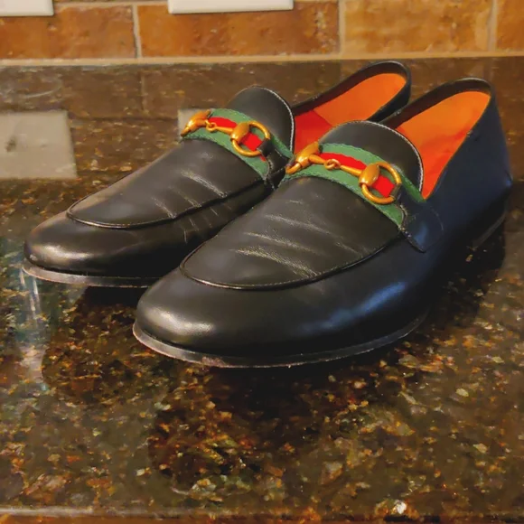 Gucci | Shoes | Gucci Brixton Loafers Black With Red Green  display picture 1